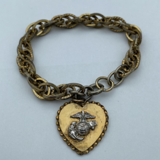 Vintage US Marine Corps Insignia Sweetheart Bracelet - Gold Filled Charm