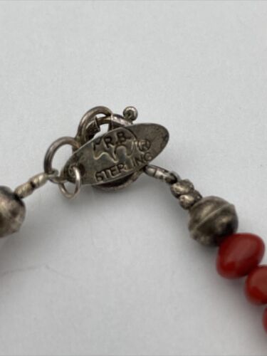 Running Bear Sterling Silver Red Coral Bracelet Native American - Image 3