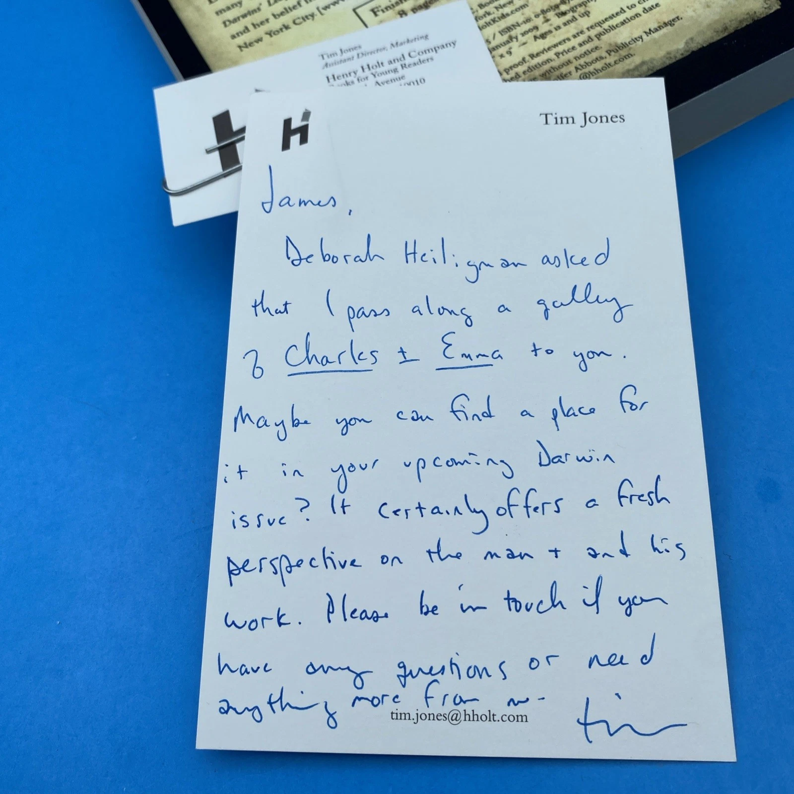 Charles and Emma ARC Uncorrected Proof w/ Tim Jones Publisher Note Holt 2009 1st - Image 10
