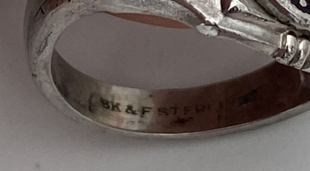 OLM (Our Lady of Mercy) 925 Sterling Silver Vintage Veritas School Ring Size 8 - Image 6