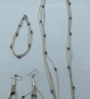 Carolyn Pollack Liquid Sterling Silver Amethyst Beads Necklace, Braclet/Earrings