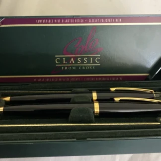 Vintage Cross Solo Classic Pen Pencil Set Black Gold Unused Boxed 0.5mm Gift Set