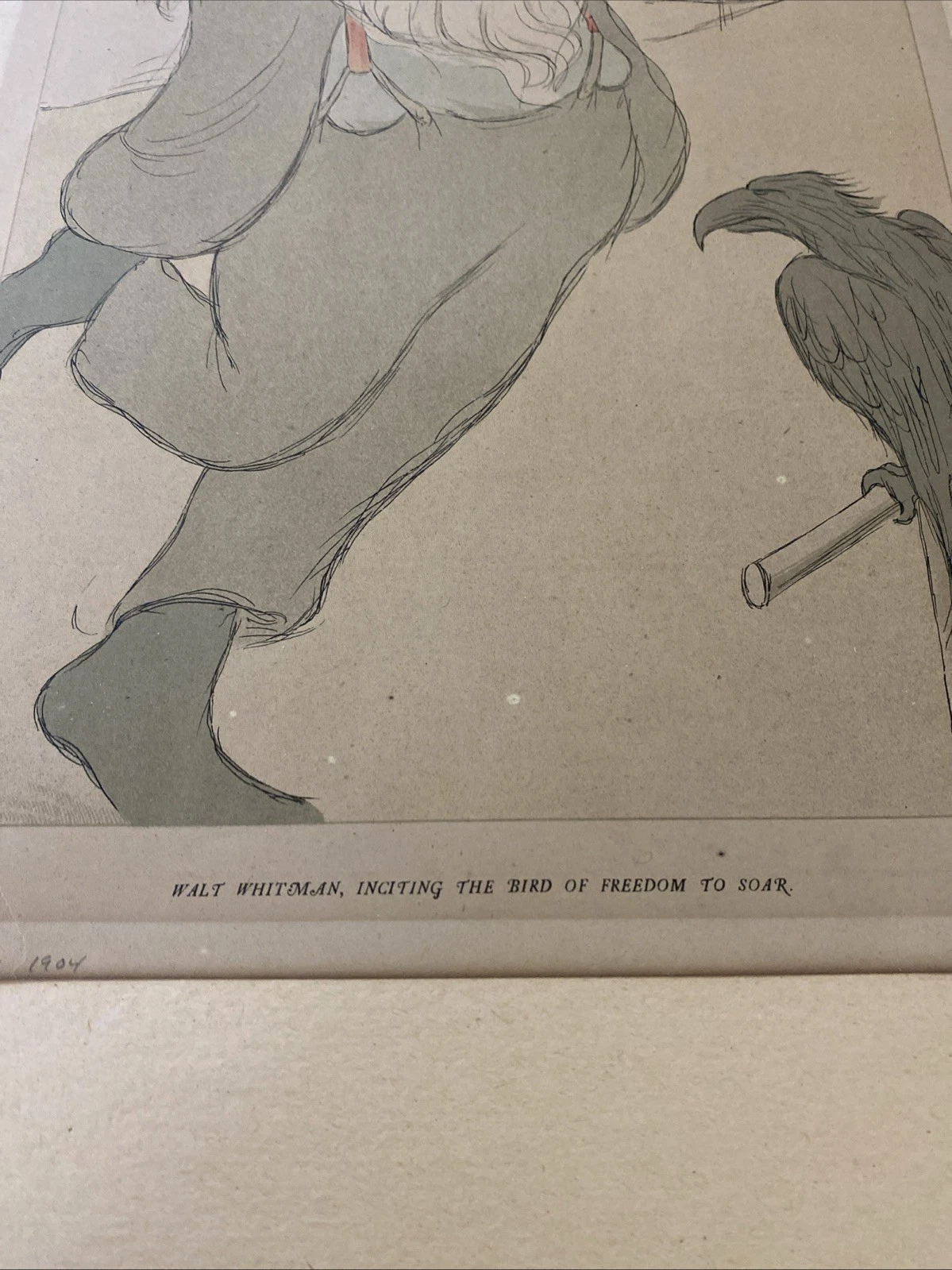 1904 Max Beerbohm Poets' Corner Lithographs Walt Whitman Dante Pair Literary Art - Image 6