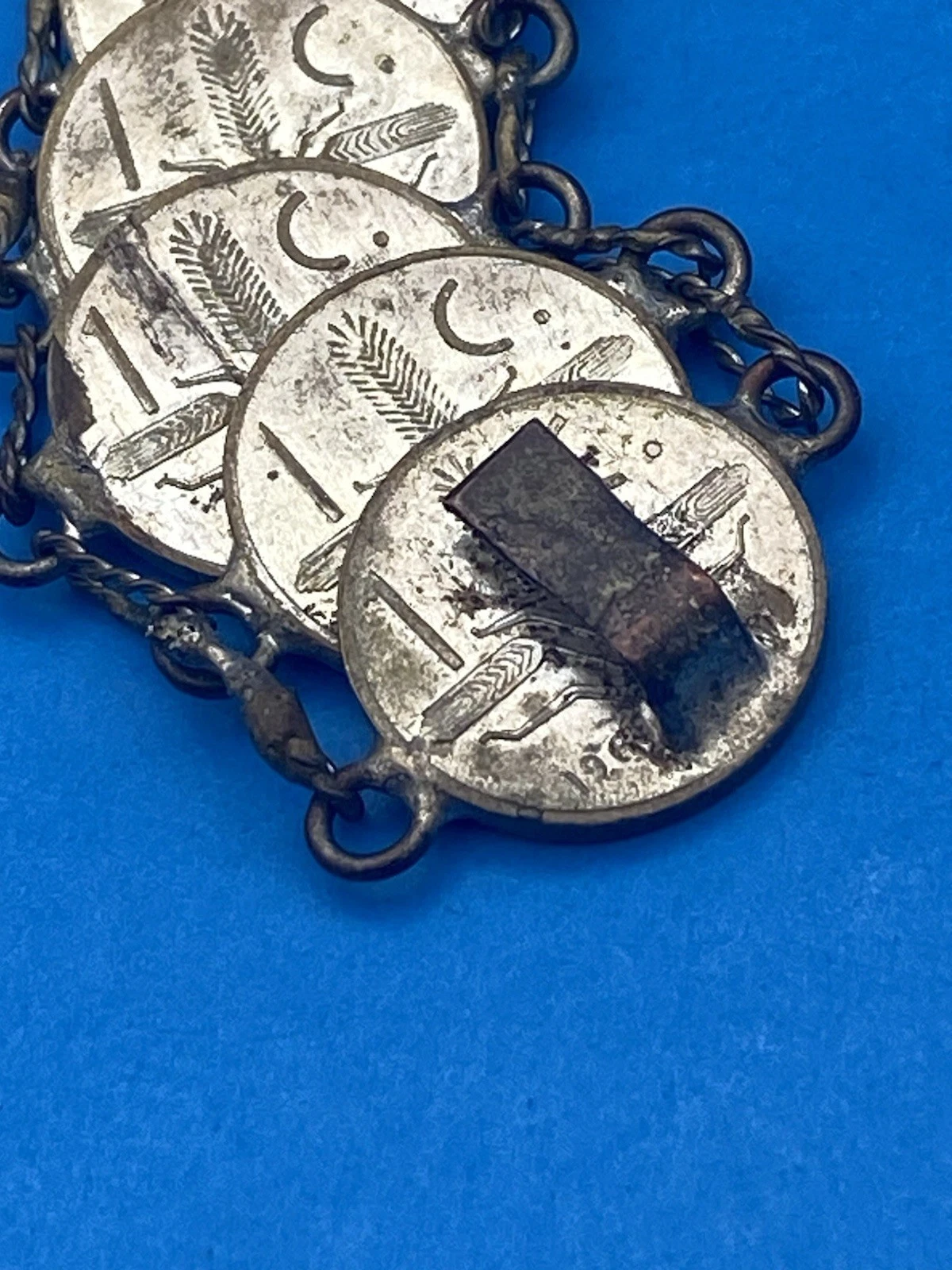 Vintage Mexican 1961 1 Centavo 20 Coin Bracelet Folk Jewelry - Image 9