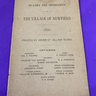 1895 Village of Newfield NY By-Laws & Ordinances Original Municipal Booklet 18pp