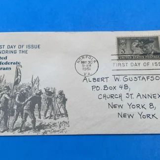 1951 UCV Final Reunion FDC Norfolk VA, 3¢ Scott 998, uncommon MS cachet envelope