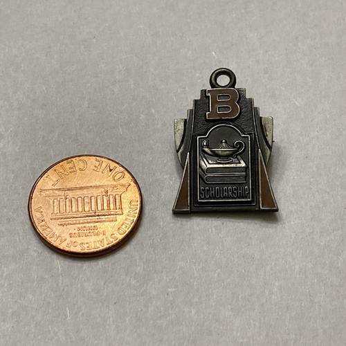 Vintage Silver Tone “B” Scholarship Award Pendant Charm Star Eng Houston Tex - Image 2