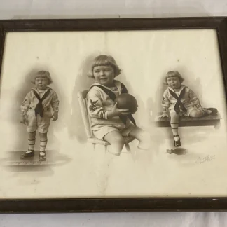 Sarony NYC Triptych Child Sailor Portrait c.1920s, Framed, Schultheis, 15x12