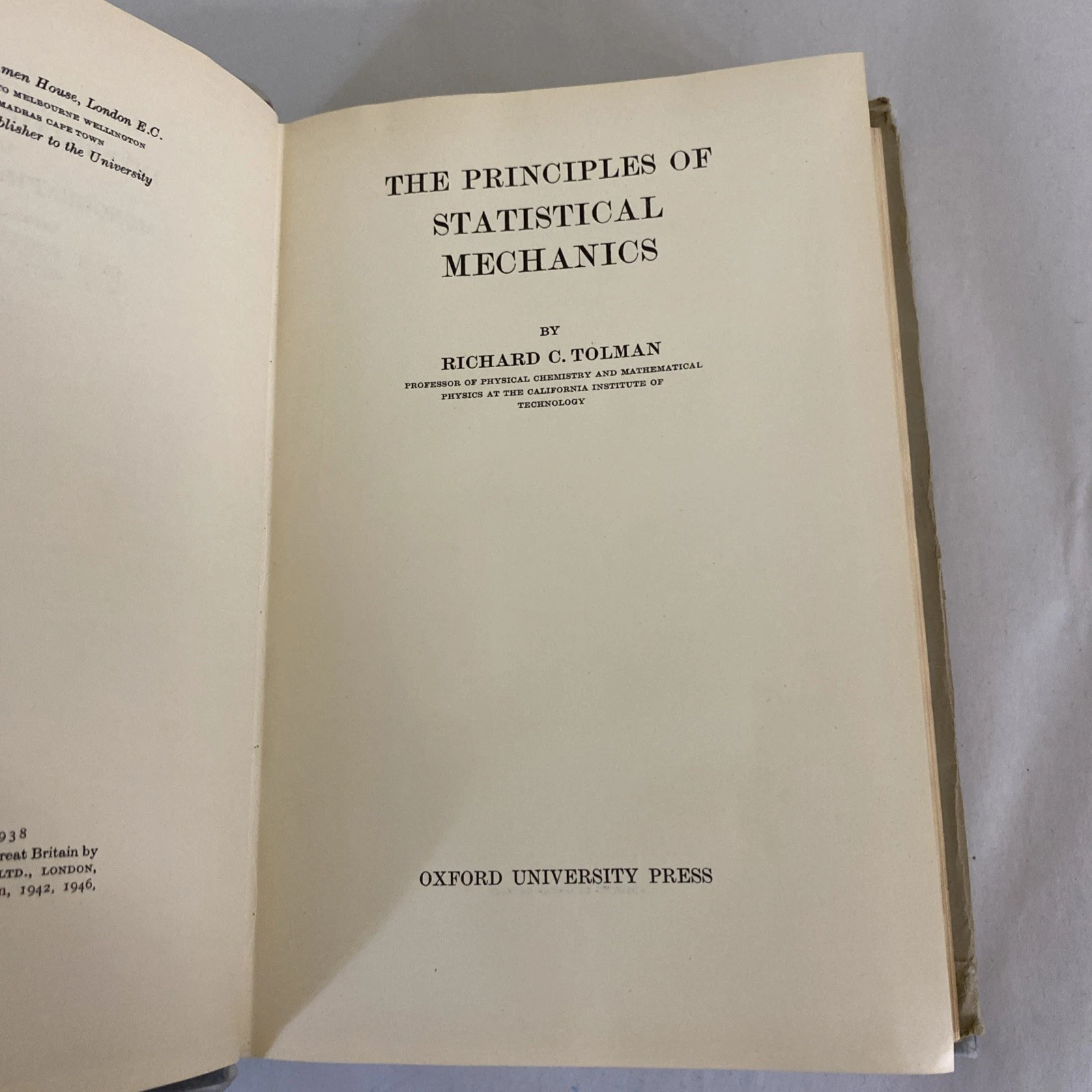 The Principles of Statistical Mechanics By Richard C. Tolman 1950 Oxford Press - Image 8