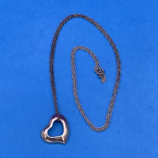 Vintage P. Ster 925 Sterling Silver Floating Heart Pendant & Sterling Chain
