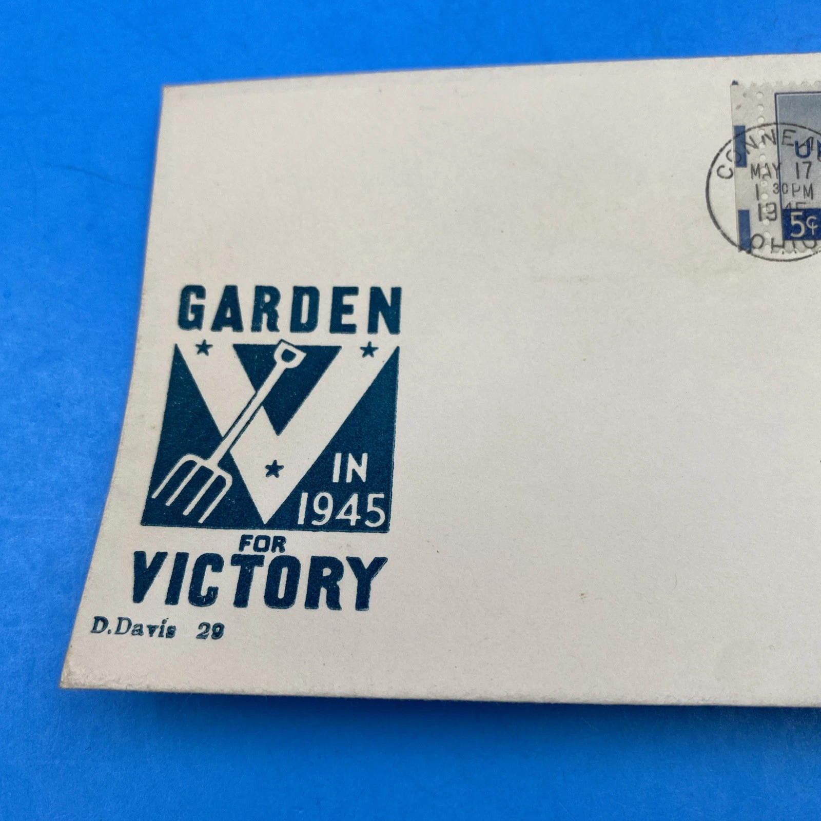 1945 WWII Patriotic Cover D. Davis #29 Garden for Victory, 8¢ Airmail Camp Maxey - Image 2