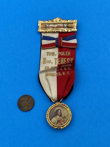Vintage Polish Marian Ribbon & Medal (Brooklyn) – Rare Collectible - Image 2