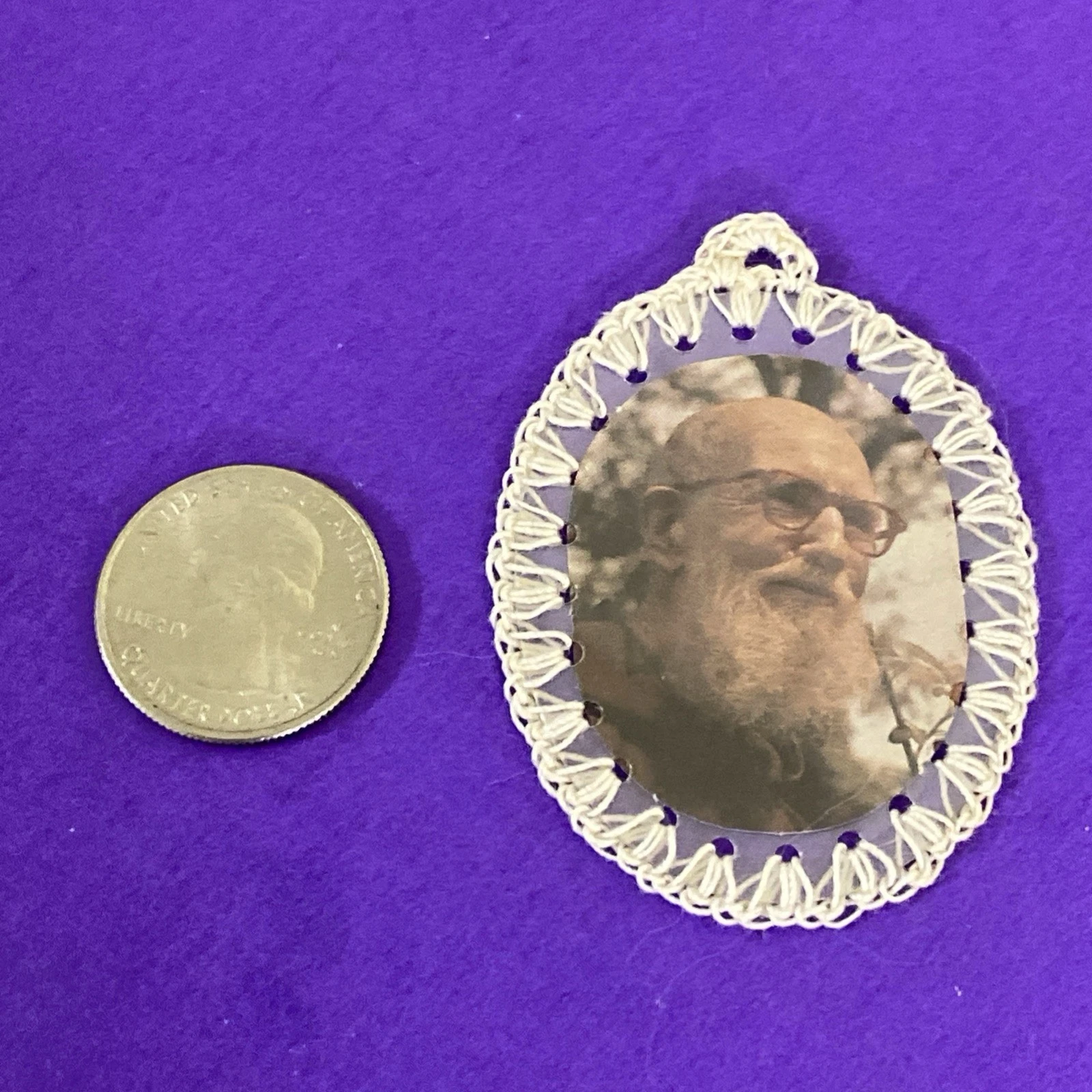 Vintage Fr Solanus Casey 2nd Class Relic Badge Clothing Worn Vice Postulator OFM - Image 3