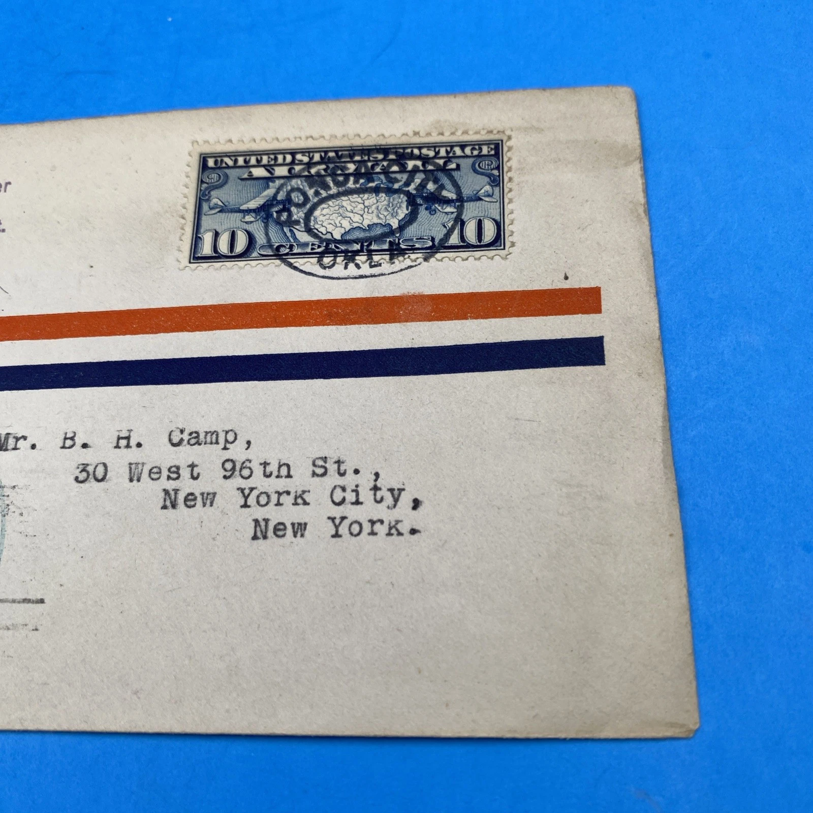 1927 CAM-3 First Flight Cover Ponca City OK Airmail to NYC w/ Cachet & Stamp - Image 3