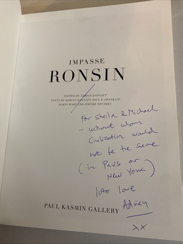 IMPASSE RONSIN - 2016 - PAPERBACK - PUBLISHED BY PAUL KASMIN GALLERY Signed - Image 2