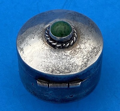 RARE Taxco TH-40 Vintage Mexico Sterling Silver 925 Turquoise Pill Box - Image 4