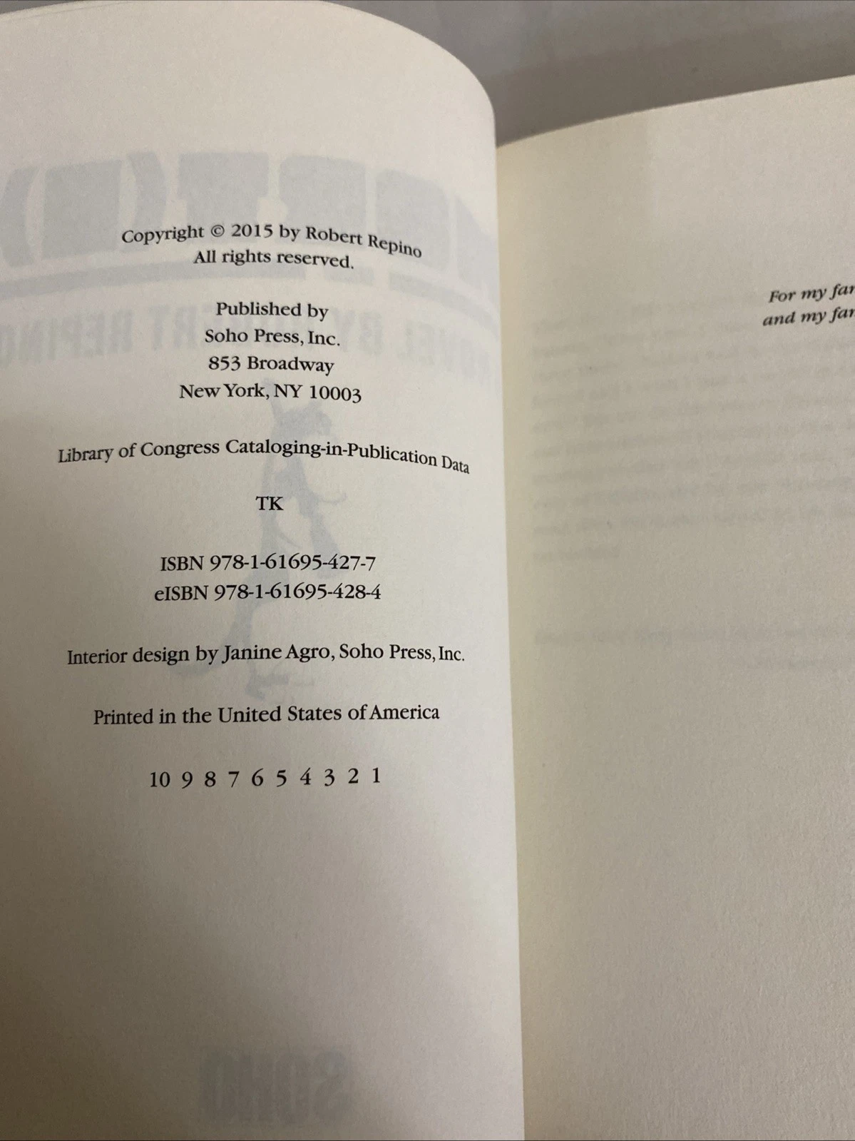Mort(e) Robert Repino Adv Uncopyedited ProofARC Galley Paperback 2015 Soho Press - Image 3