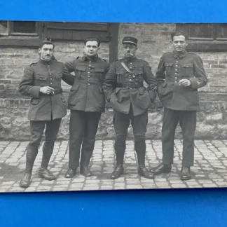 RPPC French Soldiers Group, Kepi Officer, Candid Bunny Ears, WWI–Interwar, DB FR