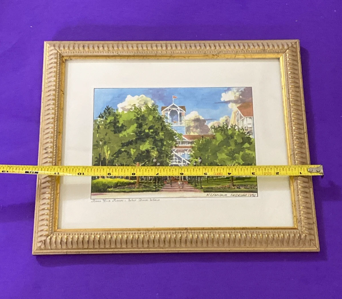 Vintage 1998 Alexandria Skordas Disney Beach Club Resort Framed Art Print 11.5in - Image 7