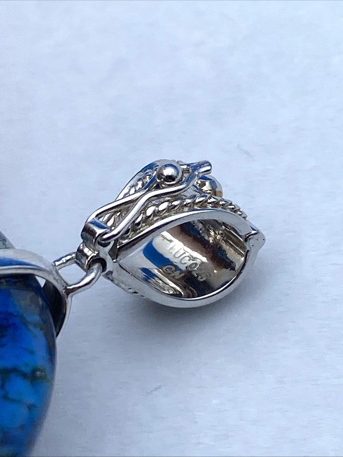 Vintage Lucas Lameth Sterling 925 Large Blue Jasper Pendant 28.8g Signed - Image 6