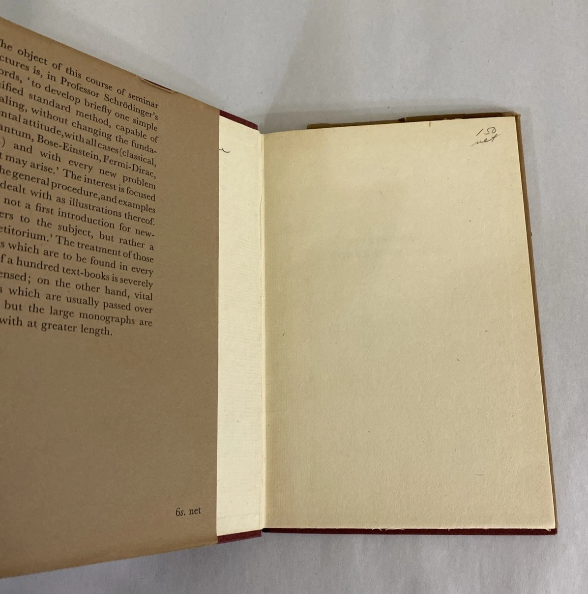 Schrödinger Statistical Thermodynamics 1948 CUP HC 1st Ed 1946 Reprint DJ Unclpd - Image 2