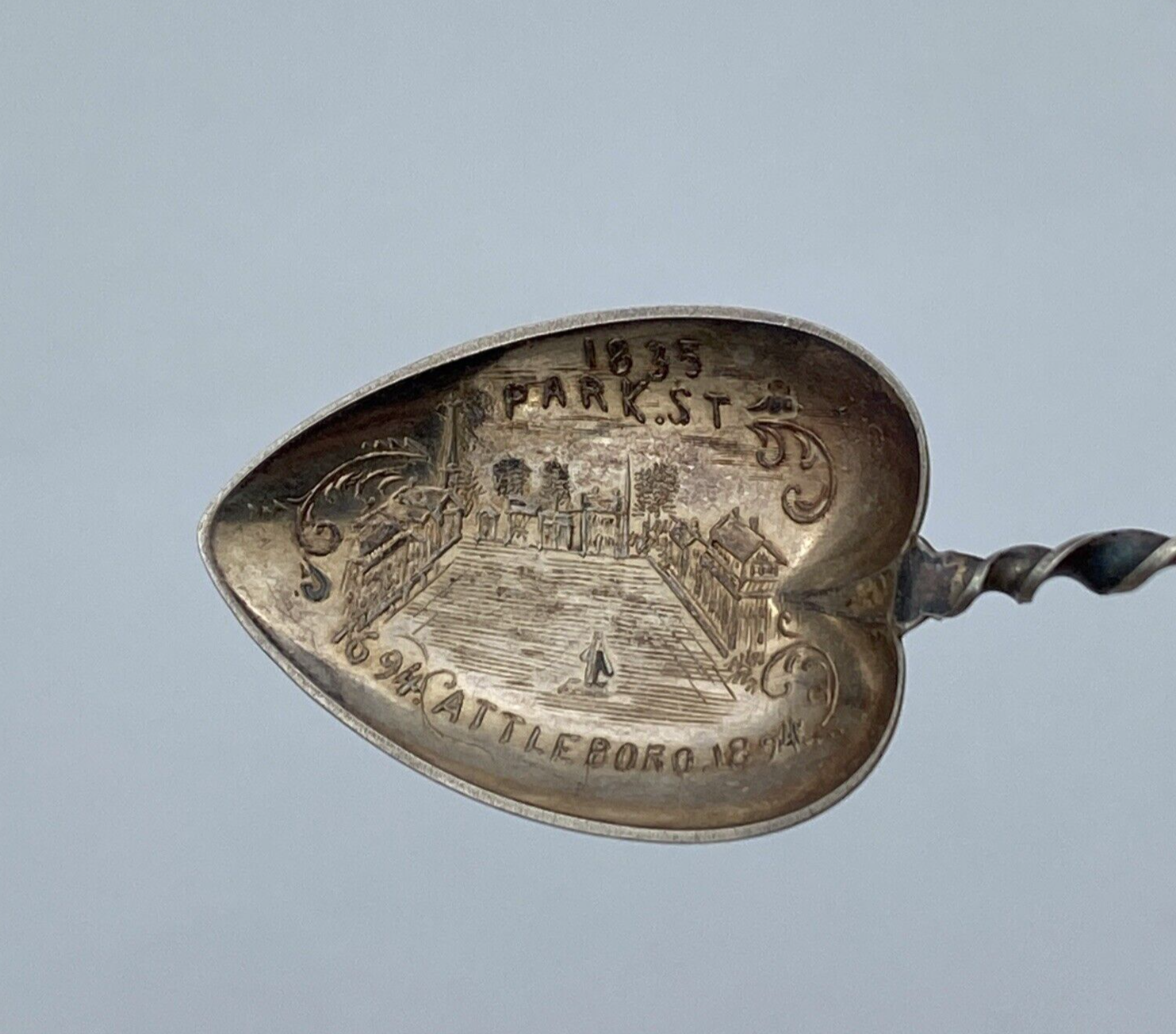 Antique R. Wallace Sterling Silver Spoon - 1694-1894 Attleboro Bicentennial - Image 3