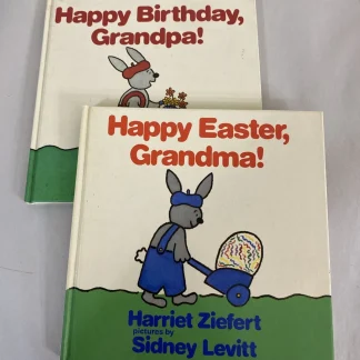 Signed Sidney Levitt 2-Book Lot Happy Easter Grandma/Happy Birthday Grandpa 1988