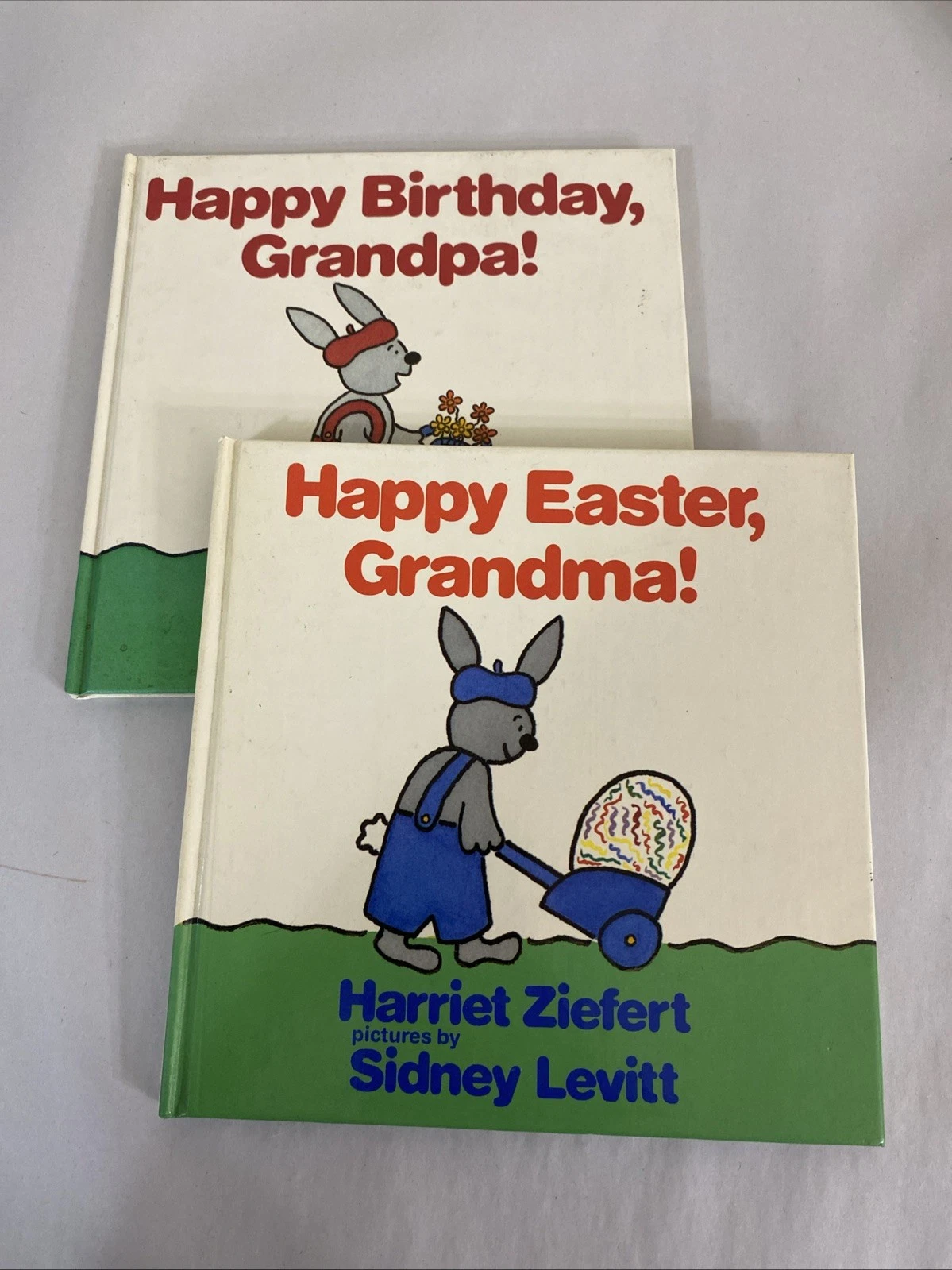 Signed Sidney Levitt 2-Book Lot Happy Easter Grandma/Happy Birthday Grandpa 1988