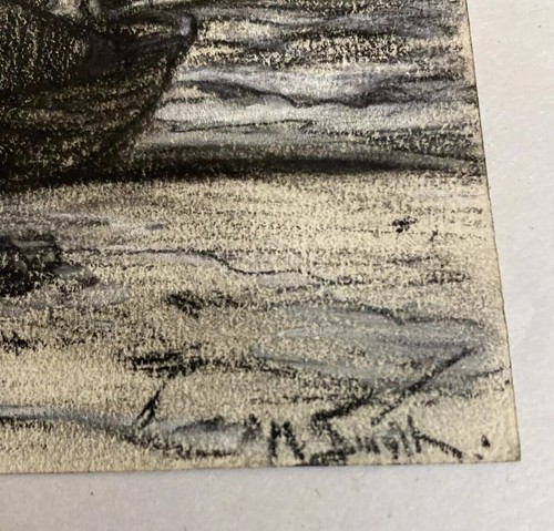 Charcoal Drawing Sailboat by Ocean - Montague Smyth (1863–1965) - Image 3