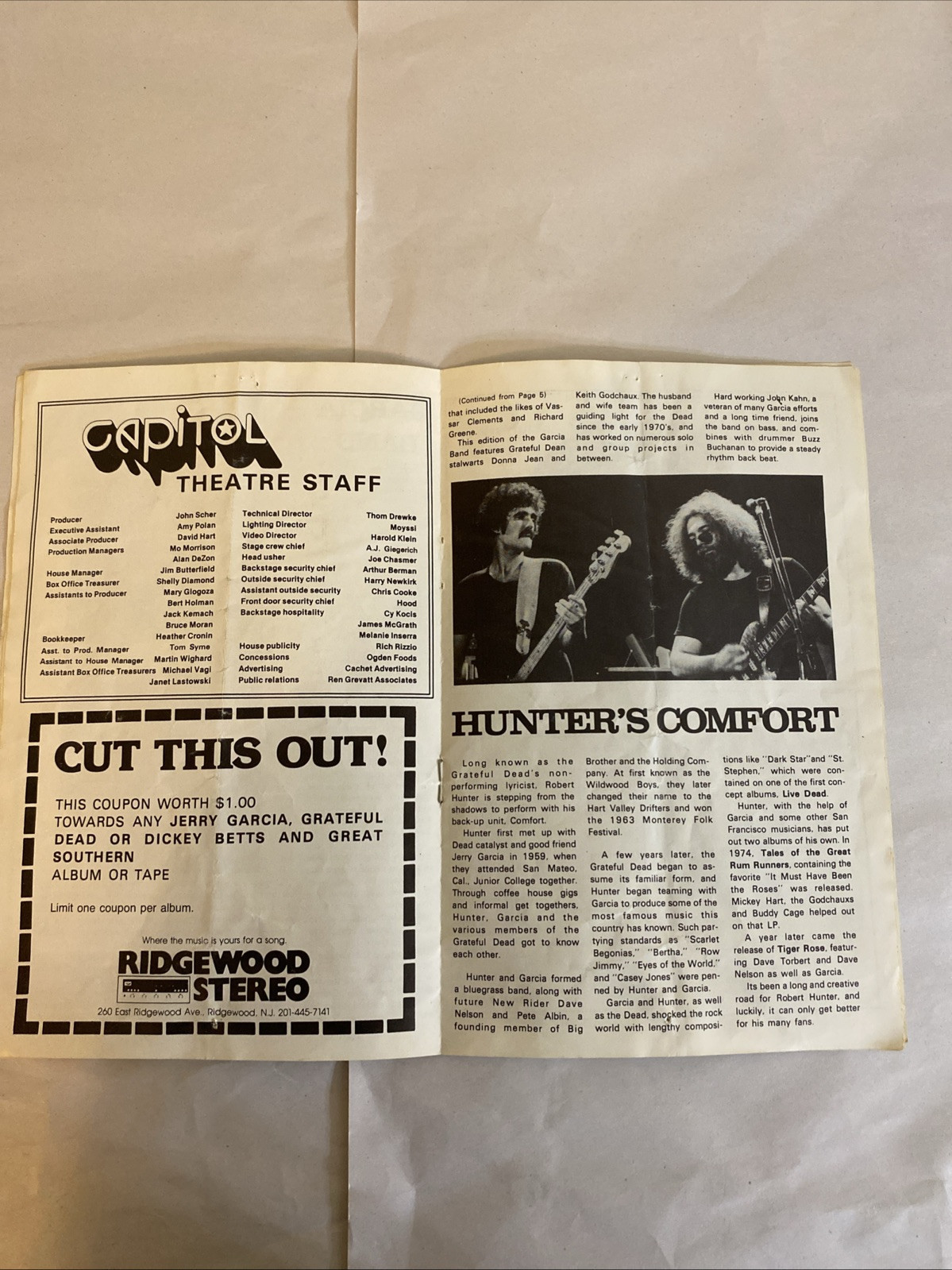 JERRY GARCIA Band Program - At The Capitol March 1978 - Image 9