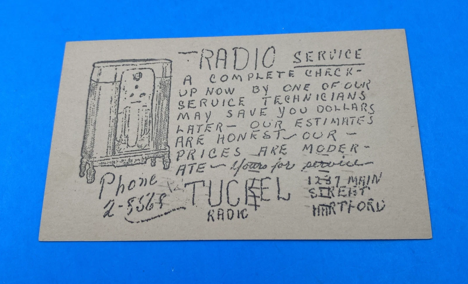 1933 Hartford CT NRA Eagle UX27 Postal Card Tuckel Radio Ad to Wethersfield Conn - Image 2