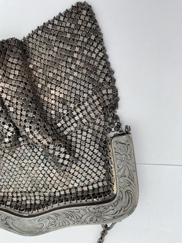 Antique Victorian Art Nouveau, German Silver, Mesh Chainmail Purse Needs Repair - Image 7