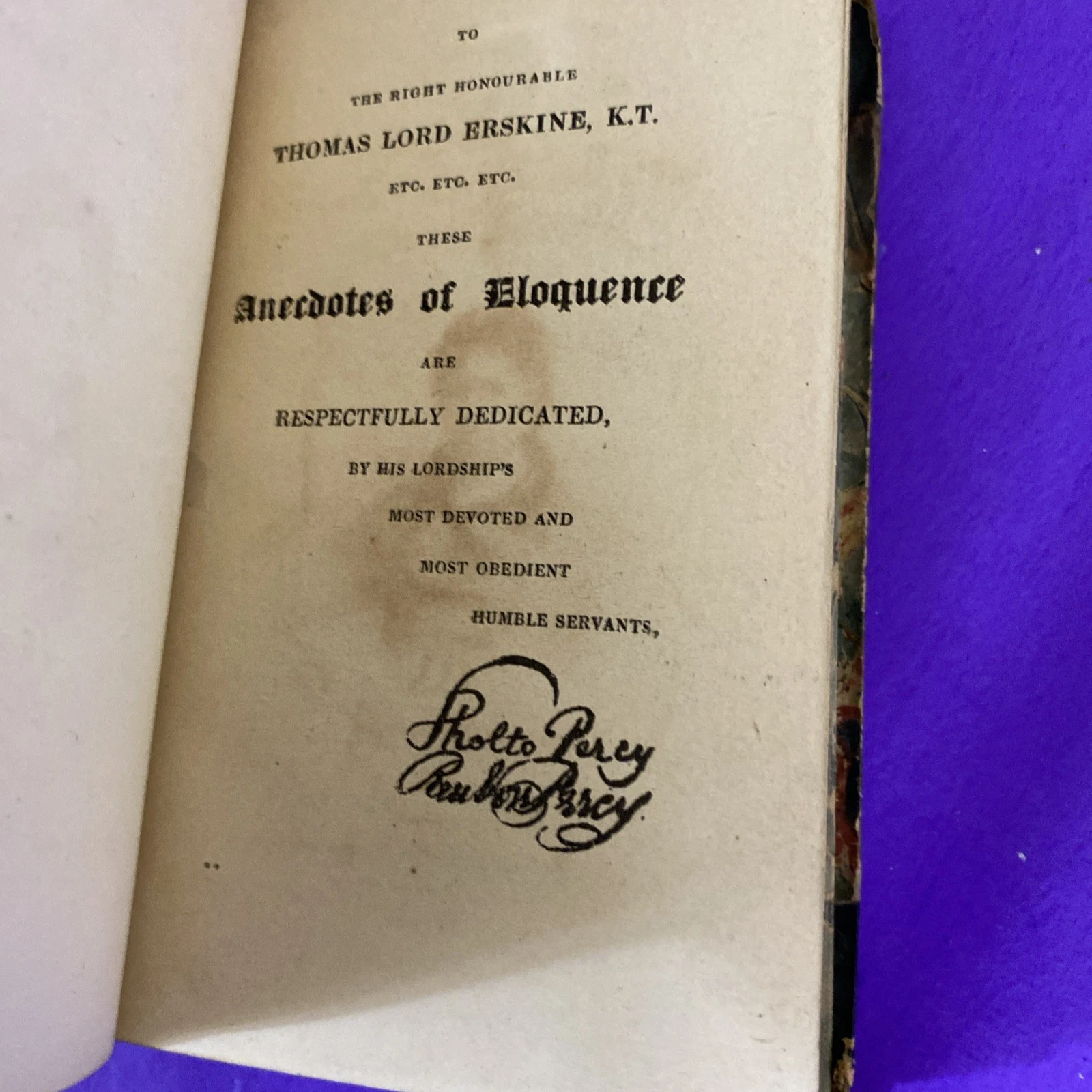 1826 Percy Anecdotes Vol II Eloquence Patriotism Erskine Leather Book - Image 8