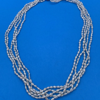 Genuine Pearl 5 Strands Necklace With 14K Yellow Gold Clasp
