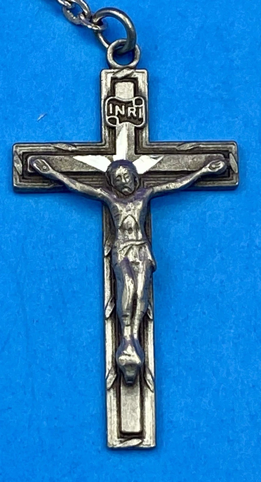 Vintage Beautiful Black Glass Petite Rosary, Jesus, Pewter, Christianity, 15” - Image 8