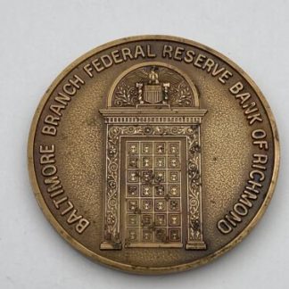 Vintage Baltimore Branch Federal Reserve Bank Of Richmond Medallion Paperweight