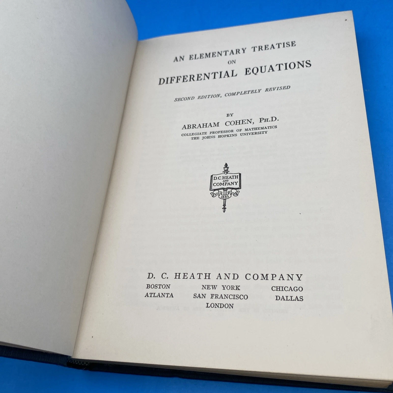 1933 Cohen Differential Equations 2nd Ed Tuthill Polytechnic Brooklyn Provenance - Image 3