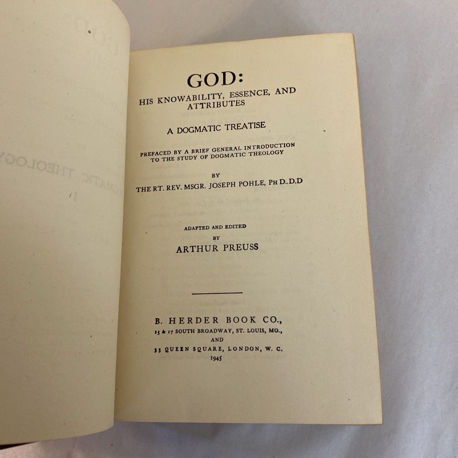 Joseph Pohle GOD: HIS KNOWABILITY, ESSENCE, AND ATTRIBUTES B. Herder Book 1945 - Image 7