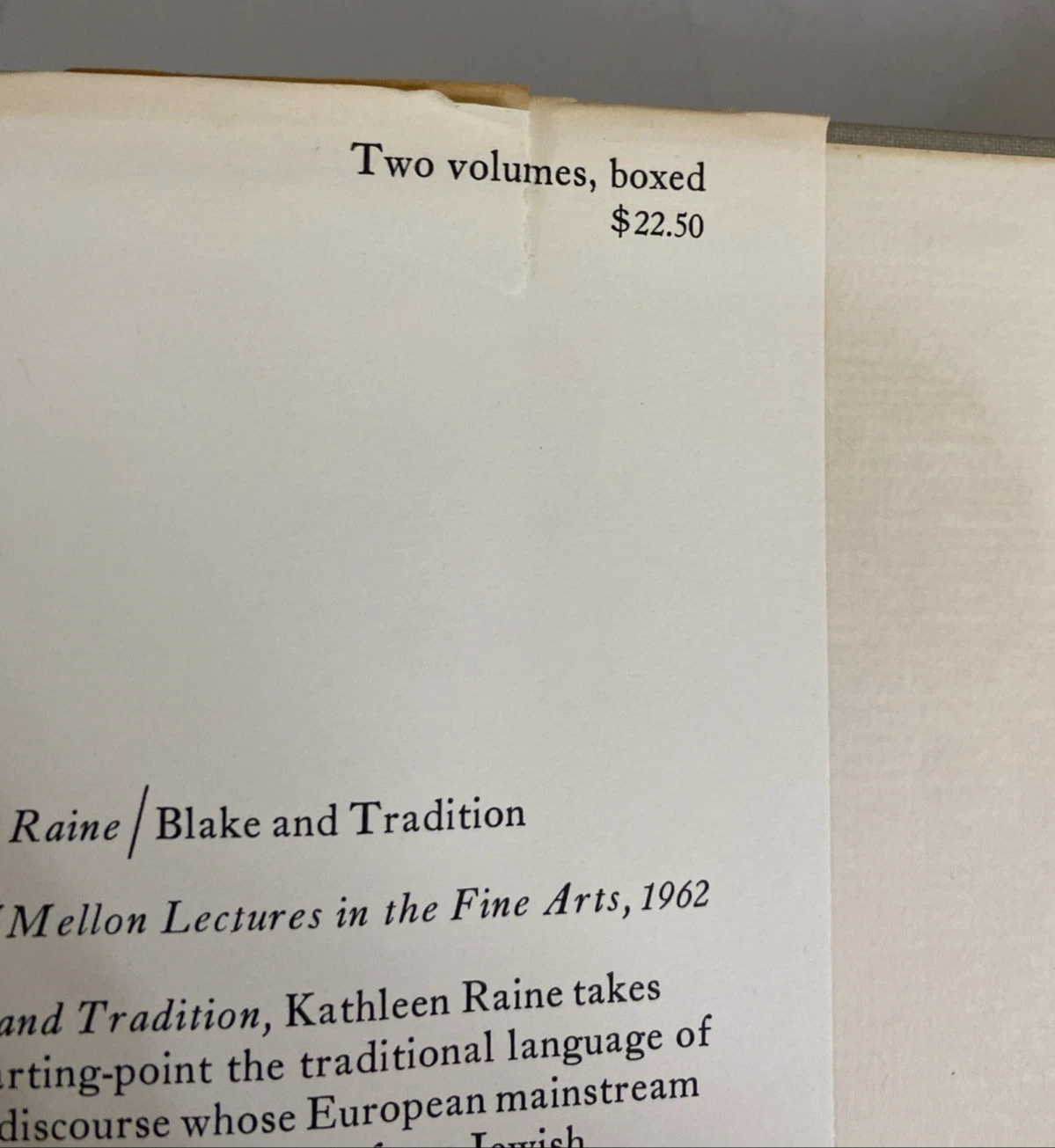 Blake and Tradition Vol II Kathleen Raine 1968 Bollingen Princeton Ex-Library HC - Image 4