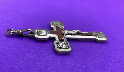 Via Crucis Crucifix Pendant, Wood Inlay Silver Tone, ITALY, Christianity, Jesus - Image 5