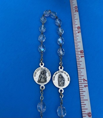 Vintage AB Crystal Faceted Glass Rosary, 4 Basilicas ROMA CITA ETERNA, Italy 20” - Image 11