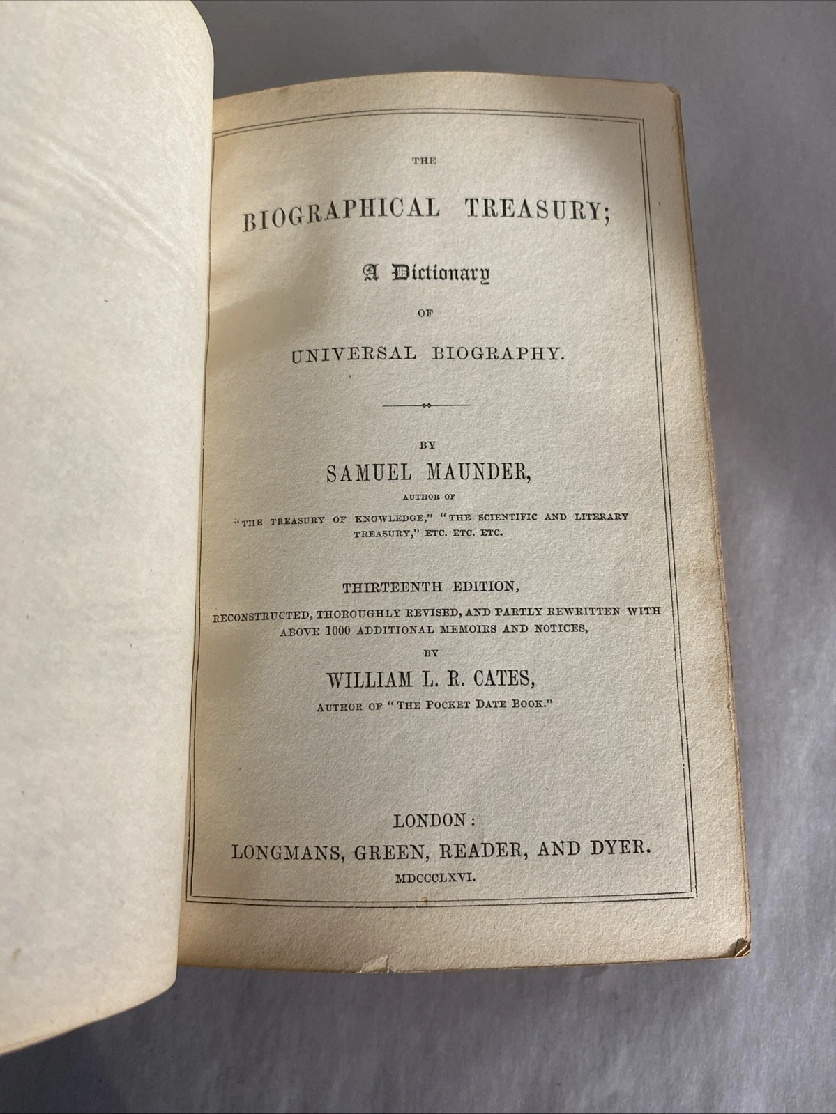1866 Maunder Biographical Treasury leather 13th ed Longmans Green London antique - Image 6