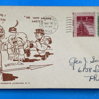 1943 WWII Patriotic Cover A.M. Roberts Ethiopia Africa Axis Defeat Camp Sibert