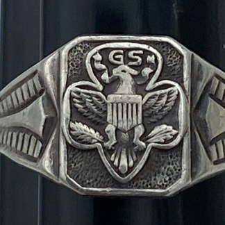 Vintage 1950s Girl Scout Ring Sterling Silver band - Size adjustable
