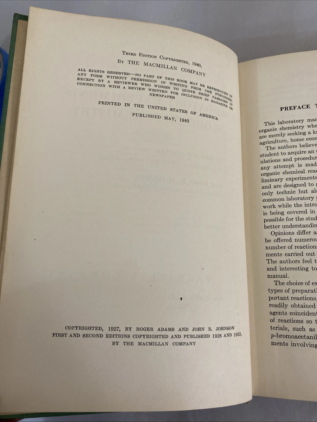 1940 Macmillan Elementary Organic Chem LabManual Adams & Johnson Poly Brooklyn N - Image 7