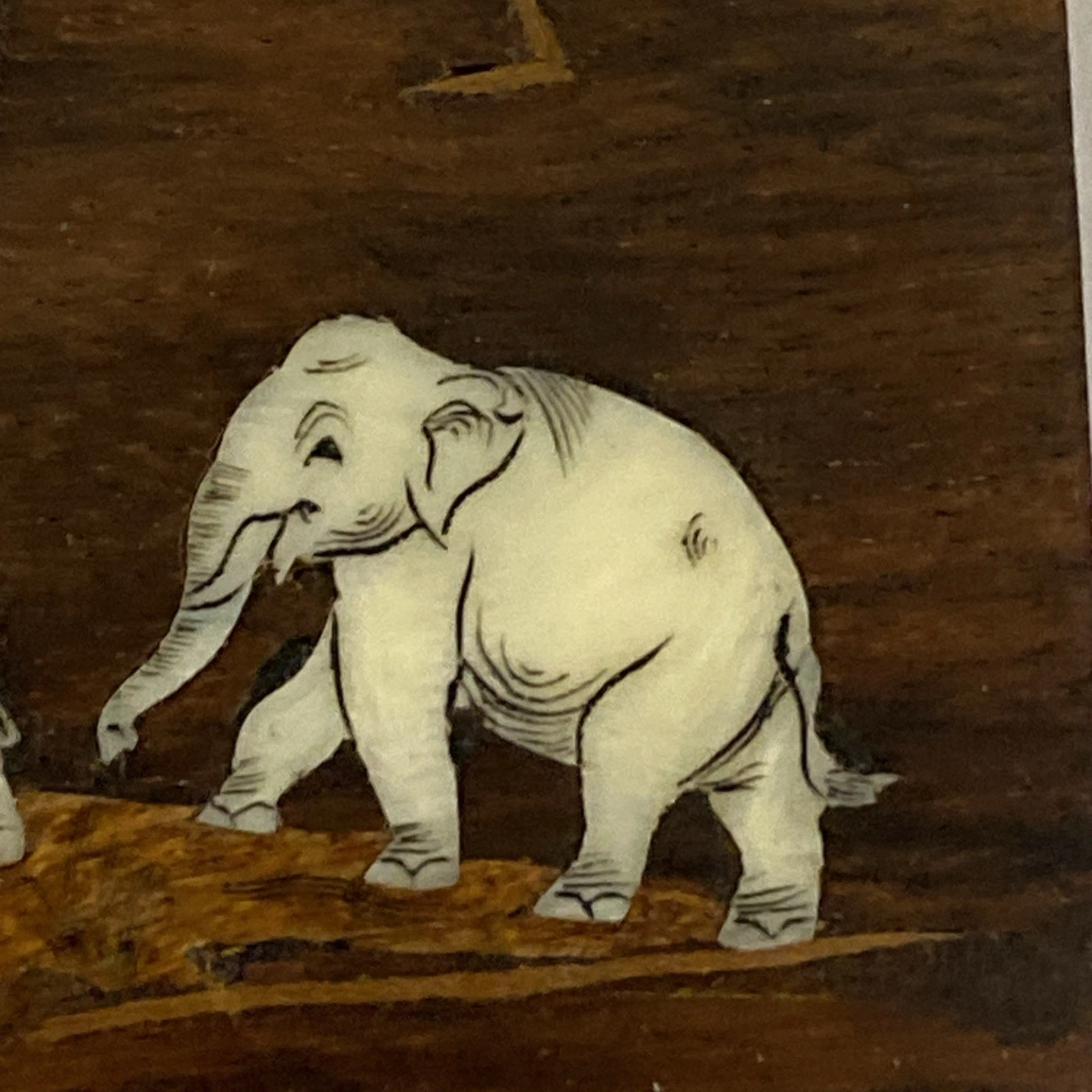 Vintage Indian Rosewood Bone Inlay Elephant Paperweight Desk Letter Weight Small - Image 3