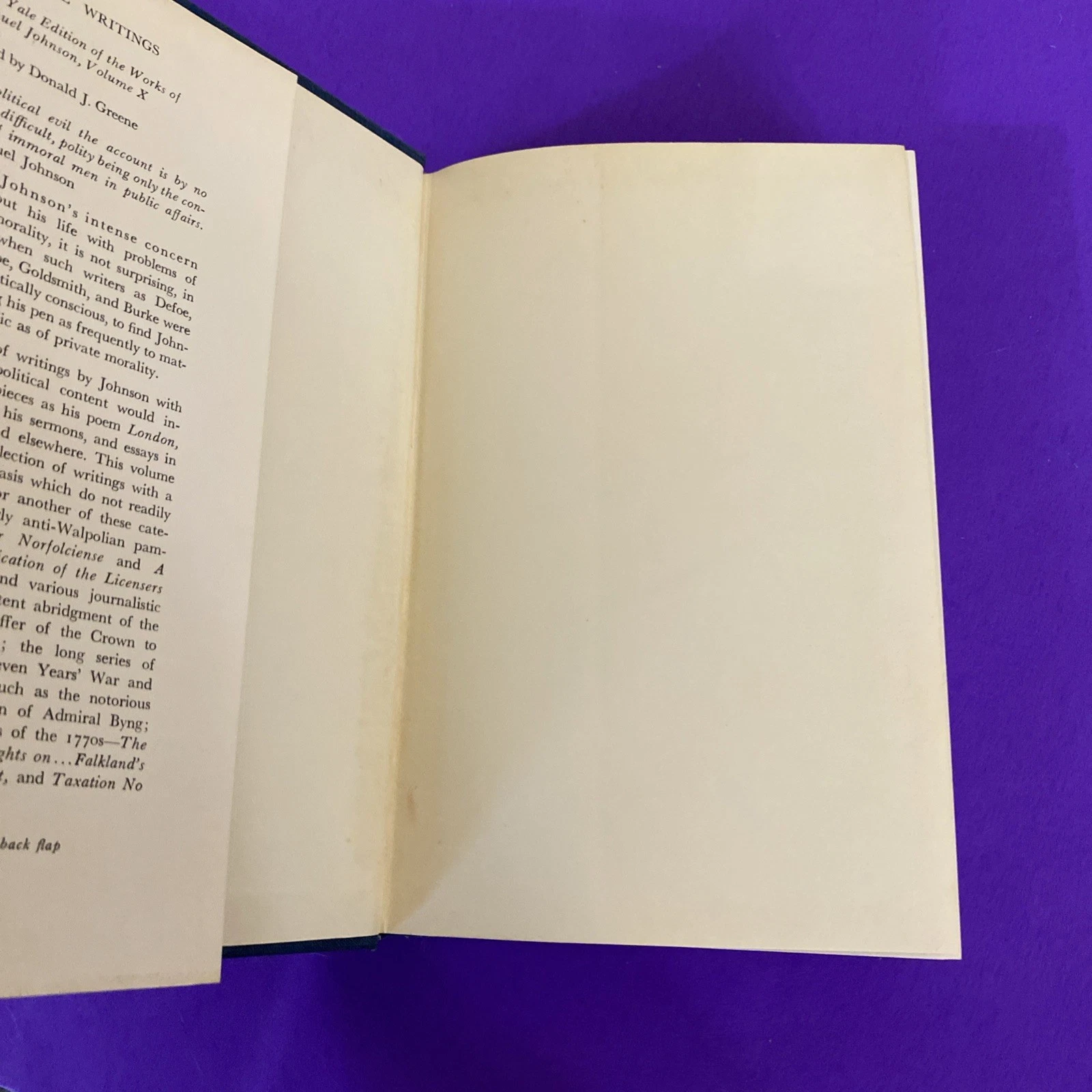 Yale Samuel Johnson Political Writings Vol 10 HC DJ 1977 Private Owner - Image 4