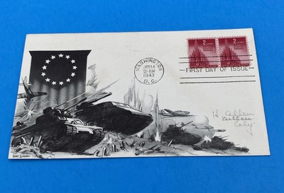 WWII Patriotic Tanks Planes Shield 1943 Nations For United Victory Lowry Cover