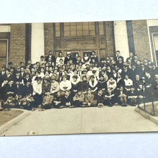 Brask RPPC Large School Group Photo Nebraska c.1910s AZO Triangles Rare