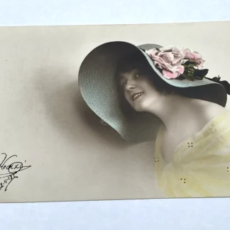 1913 Gustav Liersch Hand-Tinted RPPC Belgian Stamp Glamour Lady Postcard